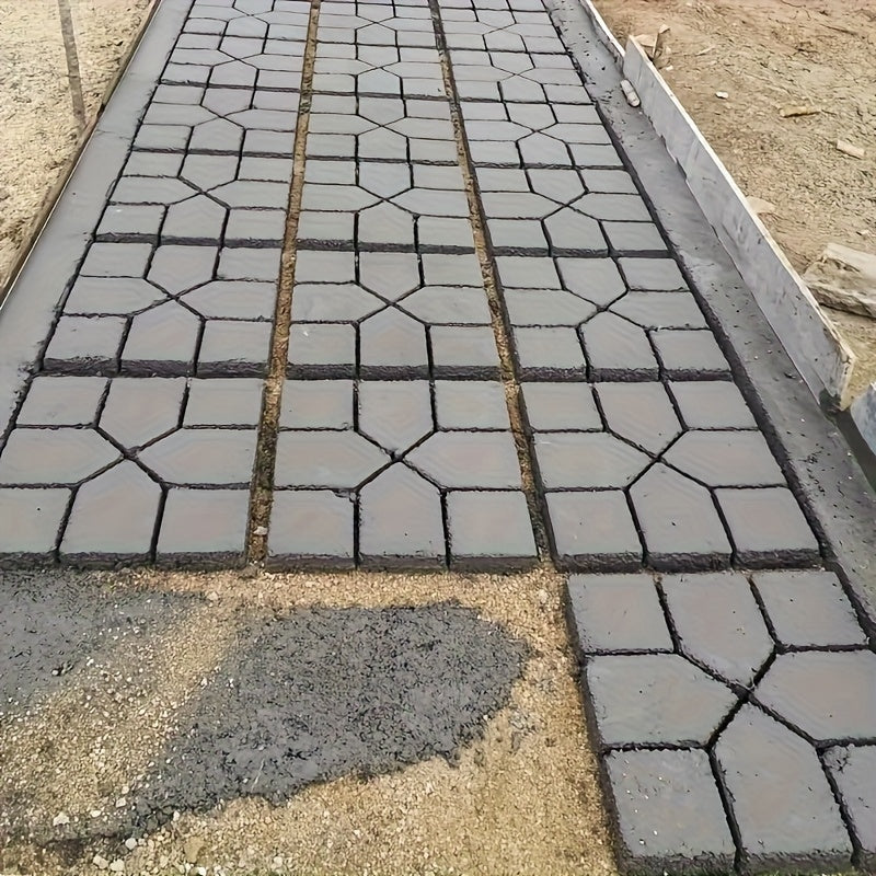 4 piezas de moldes de plástico reutilizables para senderos de hormigón de diseño geométrico, moldes de arcilla para hacer senderos de jardín, moldes de hormigón fáciles de usar para proyectos de hogar y jardín, accesorios de jardín modernos, moldes de pi
