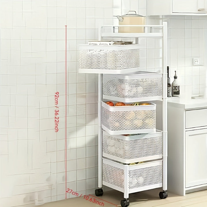 Estante de Almacenamiento de Cocina Giratorio de Fácil Instalación - Multinivel, Sin Montaje Necesario, Perfecto para Frutas y Snacks, Organizador Ideal para el Hogar, Metal Negro, Estantes de Almacenamiento