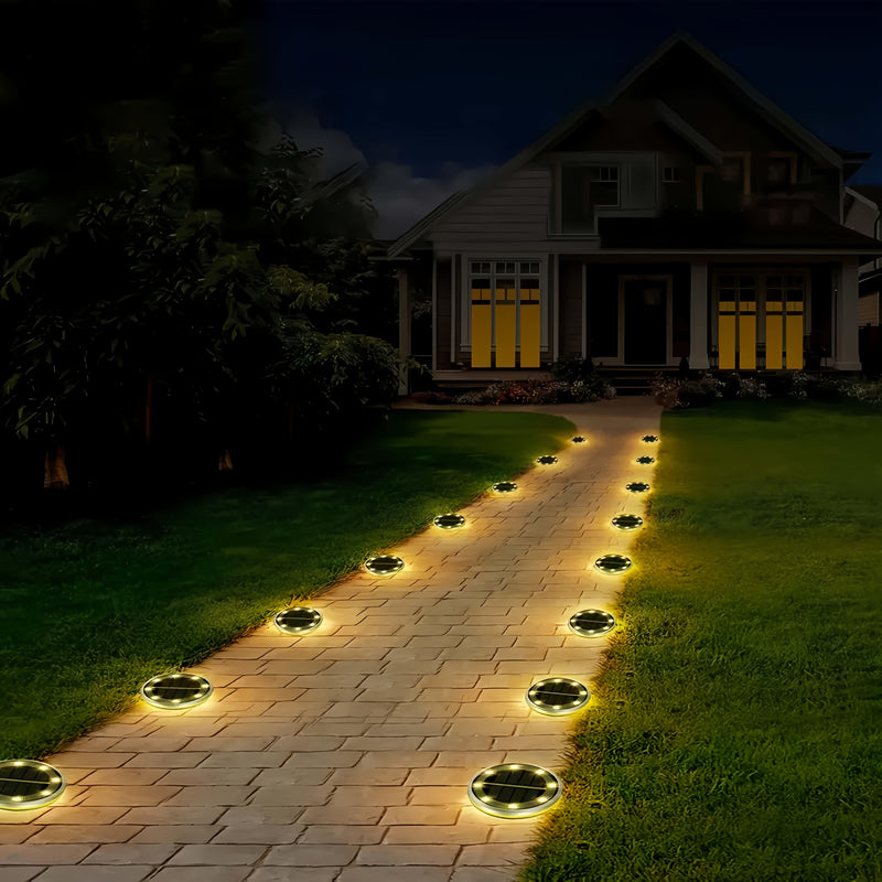 10 piezas de Luces Solares para Suelo con 8 LED, Reforzadas y Engrosadas para Iluminación Exterior Más Brillante, Instalación Fácil Empotrada, Luz Cálida/Blanca, Ideales para Villas, Parques e Iluminación Decorativa, Luces Solares para Exteriores, Carcas