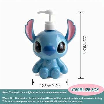 1 Unidad, Botella Vacía Grande De Stitch De Disney - Diseño De Personaje Lindo Para Baño/Champú/Lavado De Manos/Dispensador De Loción, Material Plástico Para Decoración De Baño Y Cocina, Regalo Perfecto Para Halloween Y Navidad