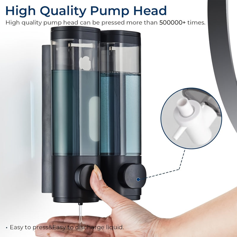 Dispensador de jabón de pared, diseño con cámara transparente de 300ml, accionamiento manual, ideal para baño y ducha, uso en hogares, hoteles, apartamentos y restaurantes
