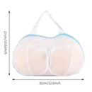 1pc Bolsa de Lavado para Sujetador Duradera con Cremallera – Funda Anti-Deformación para Lavadora para Todas las Copas, Lavado a Mano o en Seco, Blanca con Correas Azules, Evita Enredos y Daños en Ciclos de Lavado, Bolsas de Ropa