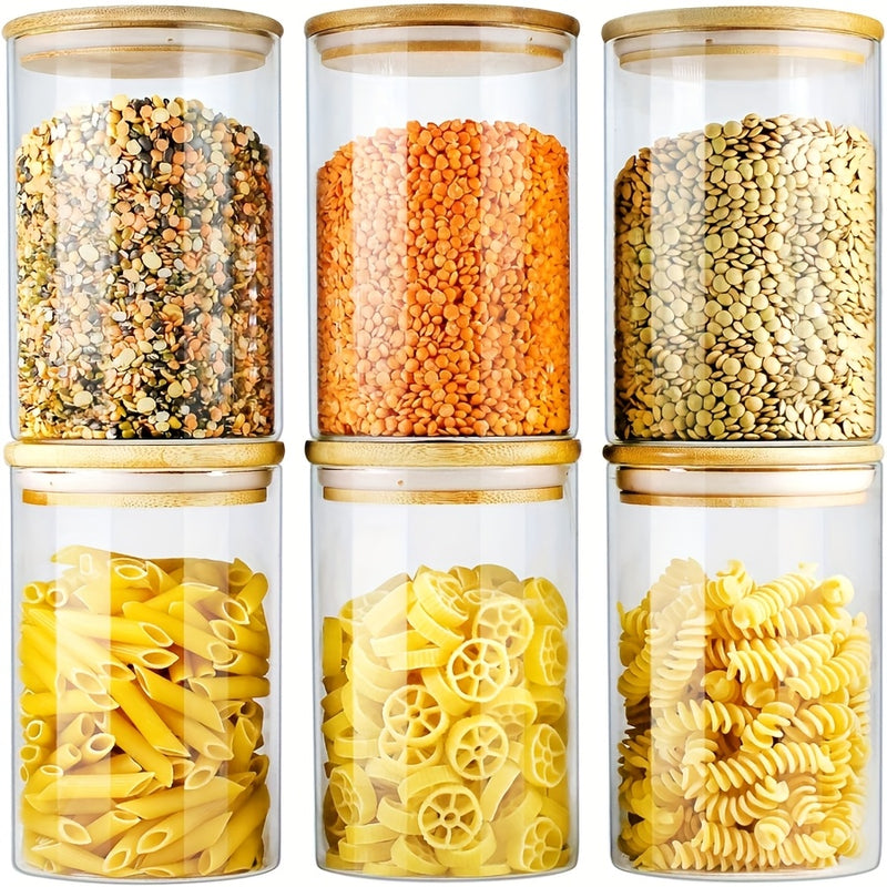 Juego de 6 Tarros de Vidrio con Sello, Frascos para Especias, Recipientes Redondos Vacíos, Tarritos Gruesos, Ideales para Condimentos, Café en Grano, Té y Hierbas
