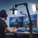 Micrófono de brazo con soporte de escritorio, soporte de micrófono Elegance con gestión de cables, rotación de 360°, ajustable y plegable, podcast, juegos, radio y estudio, resistente y universal, para Blue Yeti FIFINE HyperX QuadCast AT2020 Shure y otro