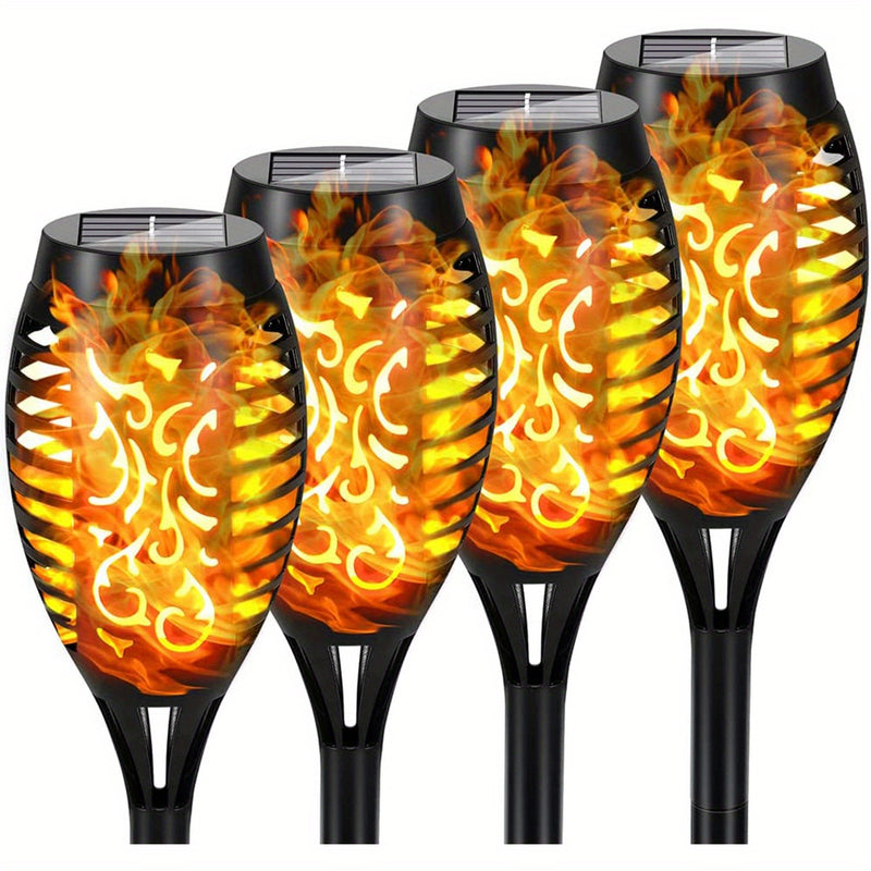 2/4 piezas de luces solares LED con efecto de llama, luces decorativas para exteriores, ideales para jardines, césped, caminos, fiestas, camping y festivales