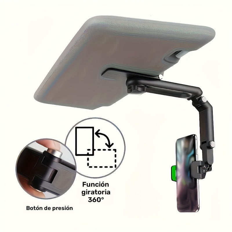 Soporte para Teléfono Móvil en Visera de Coche, Rotación de 360 Grados, Material ABS, Adecuado para el Tablero, Soporte para Teléfono Móvil Impermeable con Función de Rotación