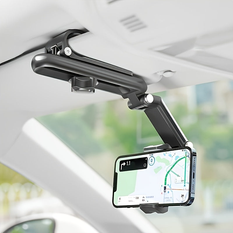 Soporte para Teléfono Móvil en Visera de Coche, Rotación de 360 Grados, Material ABS, Adecuado para el Tablero, Soporte para Teléfono Móvil Impermeable con Función de Rotación