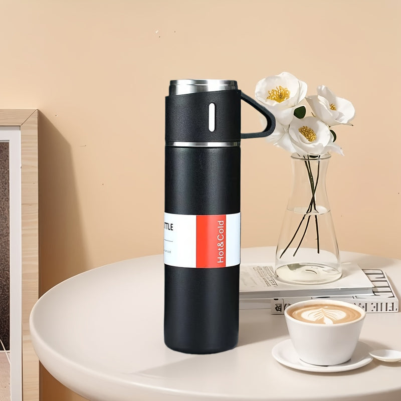 3 piezas de 500 ml, taza aislada de acero inoxidable con tapas - Doble vacío, reutilizable, antideslizante, perfecta para bebidas calientes y frías, ideal para café, té, batidos | Ideal para uso diario