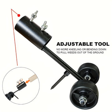 Eliminador de malezas de doble rueda de acero de manganeso, altura ajustable, resistente a la oxidación, para aceras/roturas de ladrillos, herramienta manual para eliminar raíces, construcción metálica duradera, jardinería | Diseño ergonómico | Manejo fá