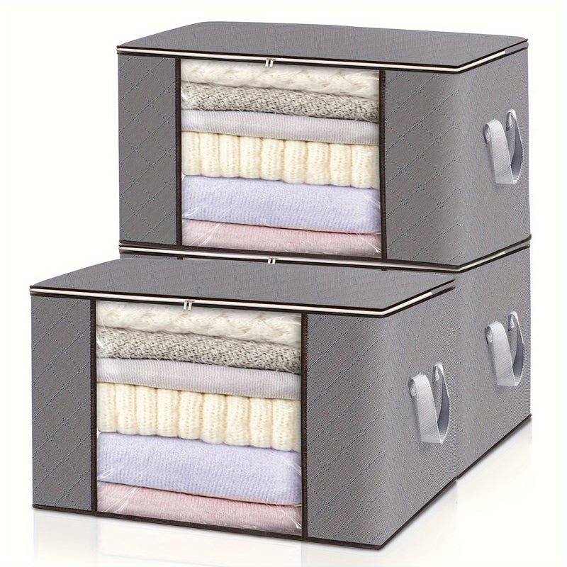 3 unidades de contenedores de almacenamiento plegables de gran capacidad con cierre de cremallera - Material no tejido duradero, ideal para organizar ropa de cama, ropa y artículos para el hogar, Organización del hogar|Contenedores de almacenamiento eleg