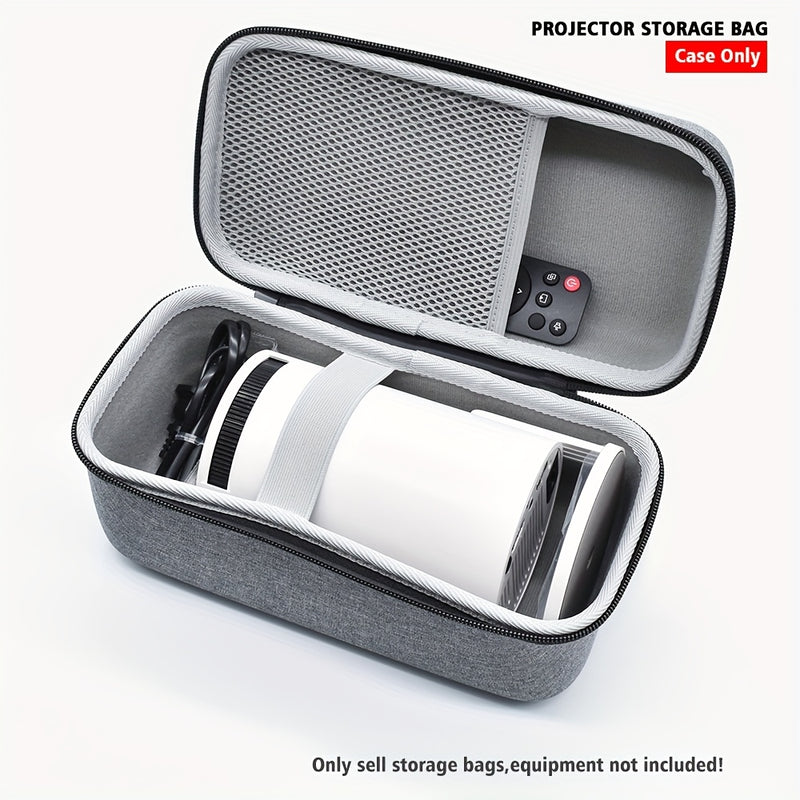Estuche de almacenamiento de carcasa dura EVA para proyector HY300 Pro - Organizador de viaje duradero con cierre seguro, bolsillo de malla para accesorios, gris (solo estuche), estuche de almacenamiento para proyector | Estuche de almacenamiento compact