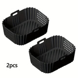 1/2 piezas de revestimiento de silicona para freidora Ninja SL401 SL400 doble capa XL con 2 cestas, bandeja reutilizable antiadherente para horno, olla de silicona fácil de limpiar para freidora, adecuada para accesorios de freidora