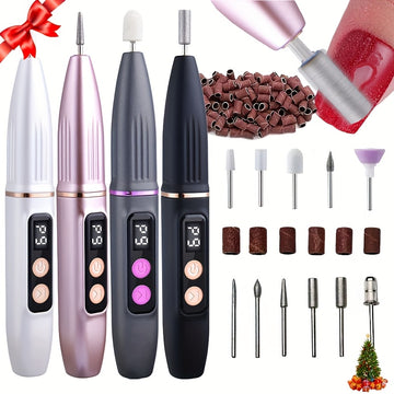 Polidor de uñas portátil, conjunto completo de polidores de uñas eléctricos con ruido estable visualizado y larga vida útil de la batería. Polidor de uñas portátil, adecuado para uso en casa y salón.