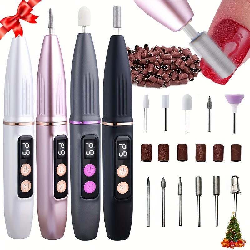 Polidor de uñas portátil, conjunto completo de polidores de uñas eléctricos con ruido estable visualizado y larga vida útil de la batería. Polidor de uñas portátil, adecuado para uso en casa y salón.
