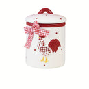 Tarro de Cerámica con Diseño de Pollo Floral Rojo Encantador - Apto para Microondas, Contenedor Sellado con Tapa Abatible para Organización y Decoración de Cocina
