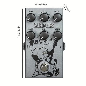 Pedal de Efectos Digitales para Guitarra Eléctrica 9 en 1, MINI-EFX Unidad Única con 9 Preestablecidos: Drive, Overdrive, Distortion, Metal y Soporte USB para Grabación en Computadora, Equipo Musical, Acabado Metálico Elegante, Efectos de Alta Calidad