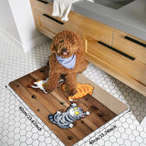 Alfombra de Bienvenida con Patrón de Gatos y Madera Retro Impreso en Poliéster, Suave y de Secado Rápido para Cocina y Ocio, Adecuada para Entrada Interior y Exterior