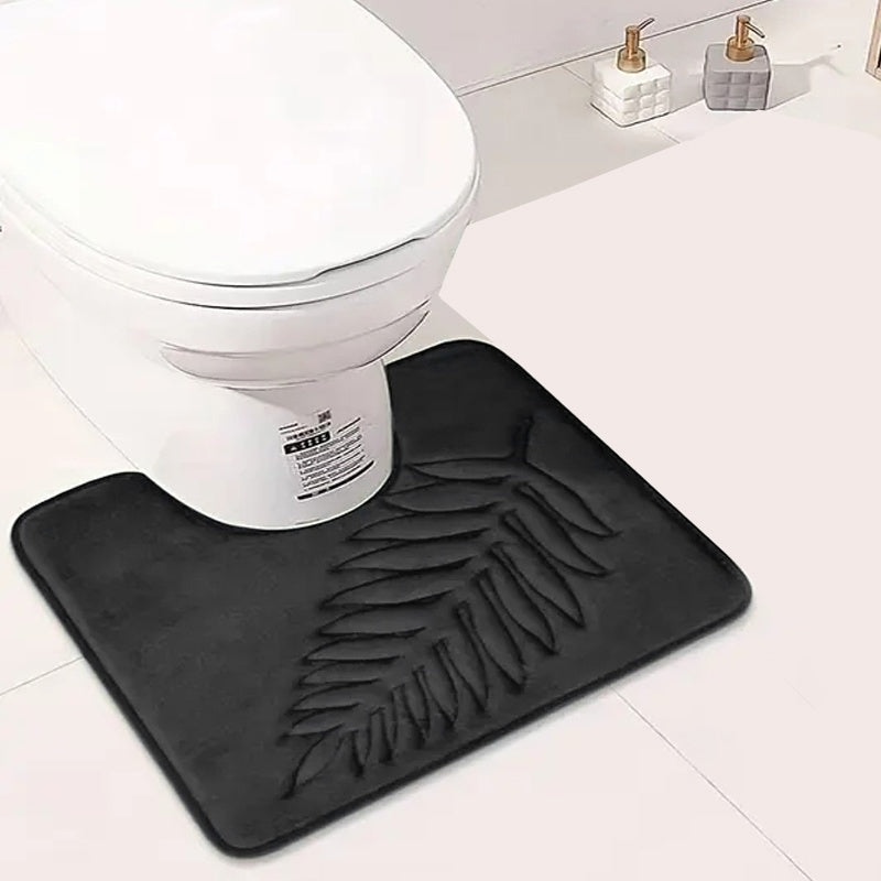 Juego de alfombras antideslizantes de hojas, diseño de hojas de franela grabadas, nueva alfombra de baño de franela, juego de alfombras de aseo de dos piezas, alfombra, alfombra de suelo de baño, alfombra de lado de bañera, alfombra de suelo de inodoro,