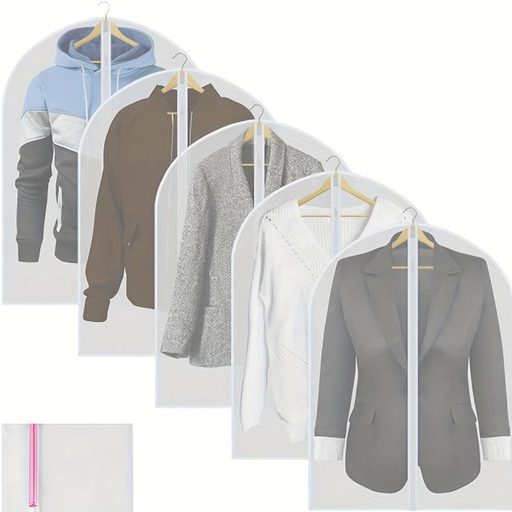 6 piezas de fundas transparentes para ropa con cierre de cremallera - Cubiertas de poliéster resistentes para trajes, camisas, vestidos, abrigos - Organizador portátil de armario EVA para dormitorio, clóset, hogar, residencia, almacenamiento de ropa