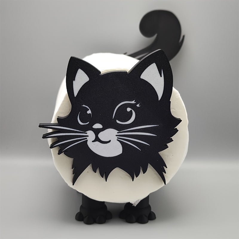 Soporte para papel higiénico de gato negro, compatible con tubos de 38mm-41mm/1.50in-1.57in, el papel higiénico en la imagen es solo ilustrativo, producto no incluye papel