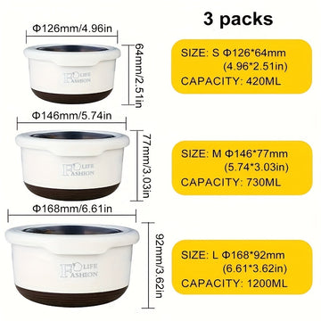 Juego de 3 piezas de lonchera de acero inoxidable, caja de almacenamiento de alimentos de acero inoxidable 304, lonchera apilable que no ocupa espacio - ideal para escuelas, campamentos y viajes - la elección perfecta para almuerzos, snacks y pícnics