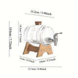 1pieza Barril de Vidrio Transparente de 33.81oz de Capacidad con Grifo - Base de ABS y Corcho - Ideal para Servir Bebidas en Fiestas y Reuniones, Contenedor de Bebidas para Fiestas | Barril Decorativo | Construcción Duradera, Accesorios de Bar