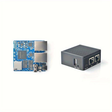 Carcasa de metal oficial de Nanopi R2S: Sistema OpenWrt RK3328 Mini Router con dos puertos Gigabit, Ethernet de 1 Gb, almacenamiento amplio