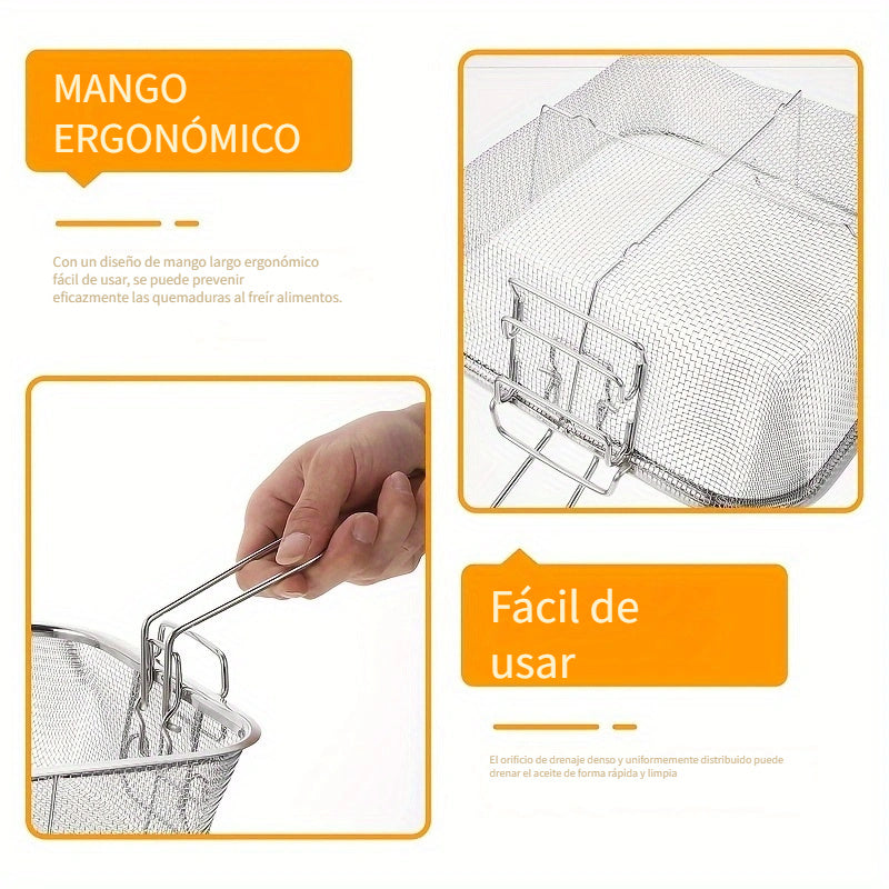 1pc Cesta de comida mini de acero inoxidable, accesorio multiusos para freidora portátil, para cocinar bocadillos, papas fritas, papas fritas con filtrado y drenaje