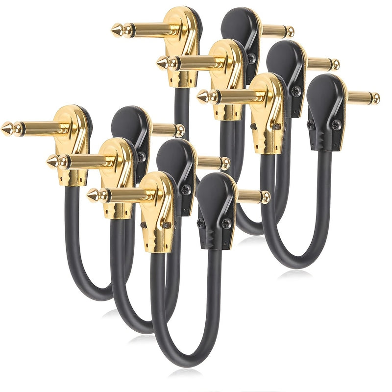 6pcs GOKKO Cables de Parche para Guitarra de 6 Pulgadas - Ultra Silenciosos y Flexibles, Conectores de Ángulo Recto Chapados en Oro, Cobre OFC Duradero, Impermeables y Resistentes a la Temperatura, Diseño de Bajo Perfil para Actuaciones En Vivo, Cable de