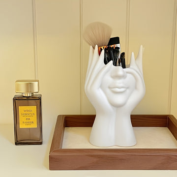 Porta Pinceles de Maquillaje Escultura Artística Única, Organizador de Escritorio para Brochas, Material Decorativo en Resina, Diseño Antideslizante y Ligero, Adecuado para 11 Festivales