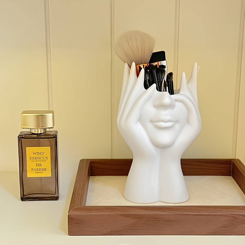 Porta Pinceles de Maquillaje Escultura Artística Única, Organizador de Escritorio para Brochas, Material Decorativo en Resina, Diseño Antideslizante y Ligero, Adecuado para 11 Festivales