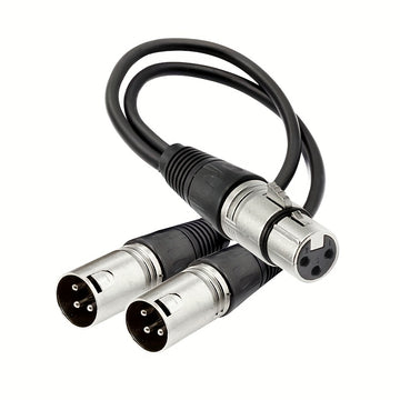 Cable XLR modular de aleación de zinc con divisor 2 hembra a 1 macho, línea de audio de 3 pines para micrófonos, color negro y plateado resistente, longitud de 1.5 m/5.9 pies, equipo de audio profesional | Cable modular | Cable duradero