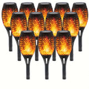 4/ 12pcs Luces Solares de Antorcha para Exteriores, 12 LED con Efecto Llama Parpadeante, Encendido/Apagado Automático Solar, Ideales para Iluminación de Jardines, Patios y Entradas