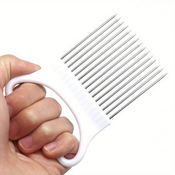 Utensilio de Cocina Multifuncional de Acero Inoxidable para Cortar Cebollas, Carne y Frutas – Mango Ergonómico, Diseño Resistente al Óxido, Sin Necesidad de Electricidad, Rebanador de Verduras