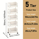 Carrito organizador giratorio de 5 niveles con ruedas – Plástico resistente, ahorrador de espacio para utensilios de cocina, productos de limpieza, ropa, libros y más – Ideal para el hogar, oficina o baño, isla de cocina | Organizador multifuncional | Ca