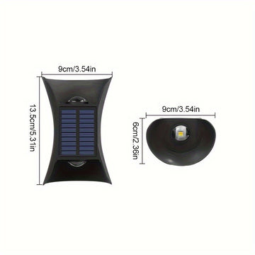 Lámpara de pared de LED con sensor de luz automático alimentada por energía solar, montaje semi-incrustado de plástico, doble iluminación direccional, diseño desmontable con carga solar, batería de níquel de 300mAh, portátil - Incluye fuente de luz integ