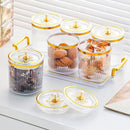 Juego de 3/4/6 Tarros Sellados Circulares, Bote de Almacenamiento Plástico con Bandeja, Adecuado para Guardar Snacks, Frutos Secos, Galletas, Caramelos y Granos Variados en la Cocina y Comedor