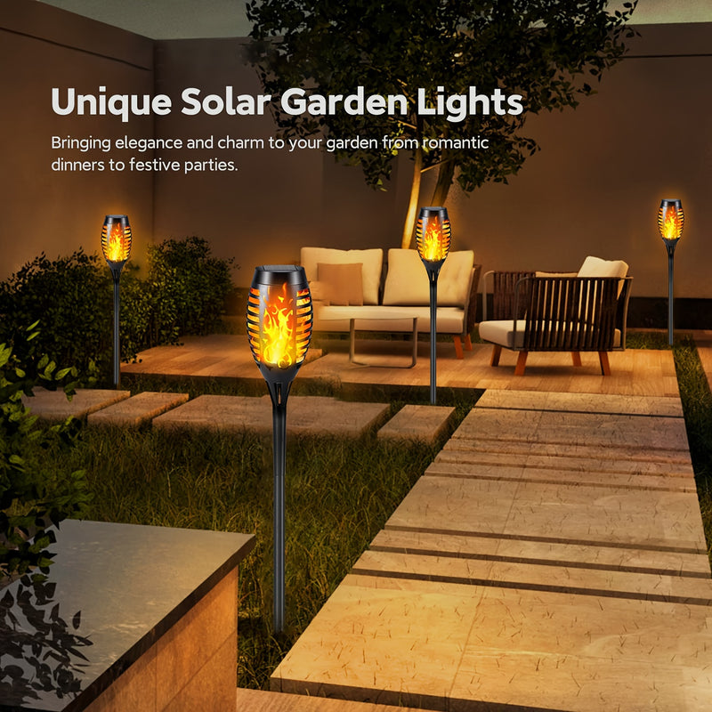 4/ 12pcs Luces Solares de Antorcha para Exteriores, 12 LED con Efecto Llama Parpadeante, Encendido/Apagado Automático Solar, Ideales para Iluminación de Jardines, Patios y Entradas