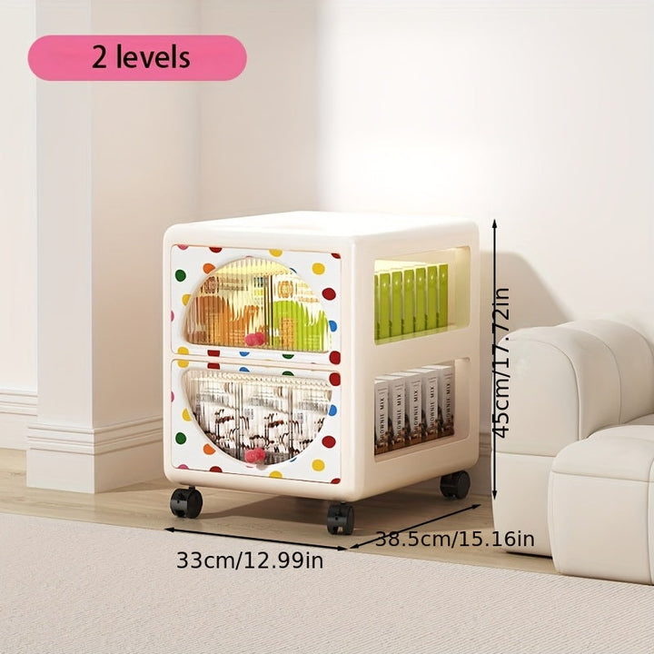 1 ud., Armario de Almacenamiento con 2/3 Niveles y Ruedas para Uso Doméstico, Mesa de Noche para Dormitorio, Caja de Almacenamiento