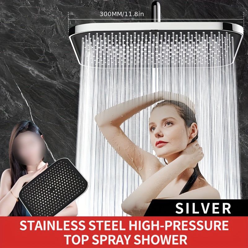 1 Pieza, Cabezal De Ducha De Alta Presión Para Baño, Cabezal De Ducha Cuadrado Plateado U Oscuro, Rociador De Ducha Fijo Diario Para Baño, Accesorios De Baño, Cabezal De Ducha