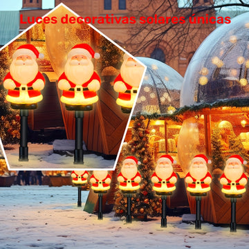 Decoración Navideña Eléctrica Solar para el Jardín, 1 Juego de 6 Luces Solares de Papá Noel, Año Nuevo, Acción de Gracias, Luces de Estaca para Jardín, Decoración Navideña para el Césped y Camino, Fiesta de Navidad y Camping