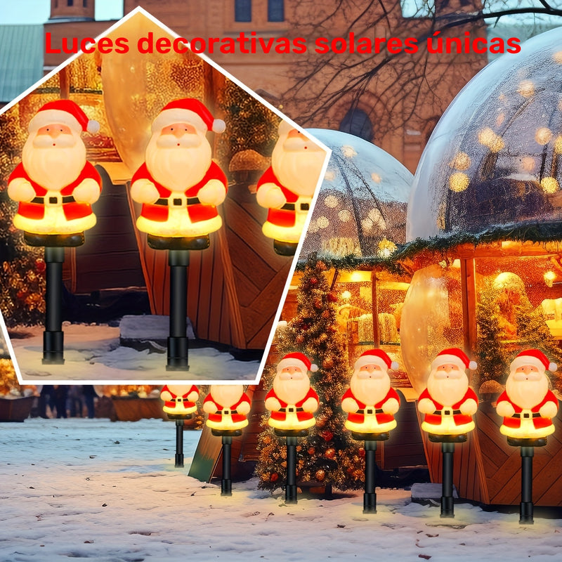Decoración Navideña Eléctrica Solar para el Jardín, 1 Juego de 6 Luces Solares de Papá Noel, Año Nuevo, Acción de Gracias, Luces de Estaca para Jardín, Decoración Navideña para el Césped y Camino, Fiesta de Navidad y Camping