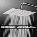Cabezal de ducha de lluvia cuadrado elegante de acero inoxidable de 8 pulgadas con varilla extensible, accesorio de baño montado en pared contemporáneo, 30 cm/11.8 pulgadas, acabado de alta calidad para una experiencia de ducha mejorada, diseño moderno y