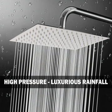 Cabezal de ducha de lluvia cuadrado elegante de acero inoxidable de 8 pulgadas con varilla extensible, accesorio de baño montado en pared contemporáneo, 30 cm/11.8 pulgadas, acabado de alta calidad para una experiencia de ducha mejorada, diseño moderno y