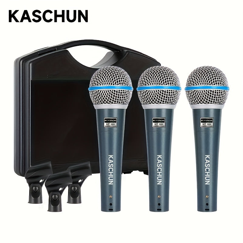 Conjunto de Micrófonos para Conciertos Familiares de Tres Piezas KASCHUN BT58a para Canto en Vivo al Aire Libre Micrófono Dinámico