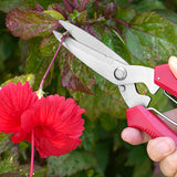 Tijeras de jardín de acero inoxidable - Diseño ergonómico, adecuadas para poda de macetas/florales, cuchillas dobles afiladas, no requiere batería, agarre cómodo antideslizante, fácil de usar sin esfuerzo con 1 piedra de afilado gratuita.