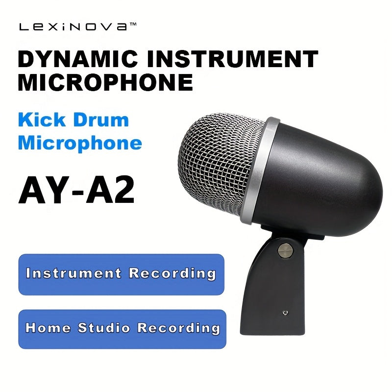 Microfono para Batería AY-A2 de Calidad Sonora Potente para Actuaciones Musicales y Grabación en Estudio, Micrófono Dinámico Profesional con Conector XLR