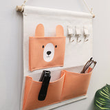 Bolsa de almacenamiento con diseño de animales adorables, con 3 bolsillos y ganchos, ahorradora de espacio, adecuada para sala de juegos, dormitorio, guardería, mesa de noche y armario, estantes colgantes.
