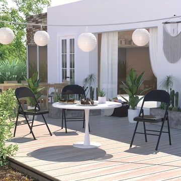 Silla Plegable de Acero Inoxidable para Hogar y Oficina - Fácil de Limpiar, Diseño de Respaldo Abierto