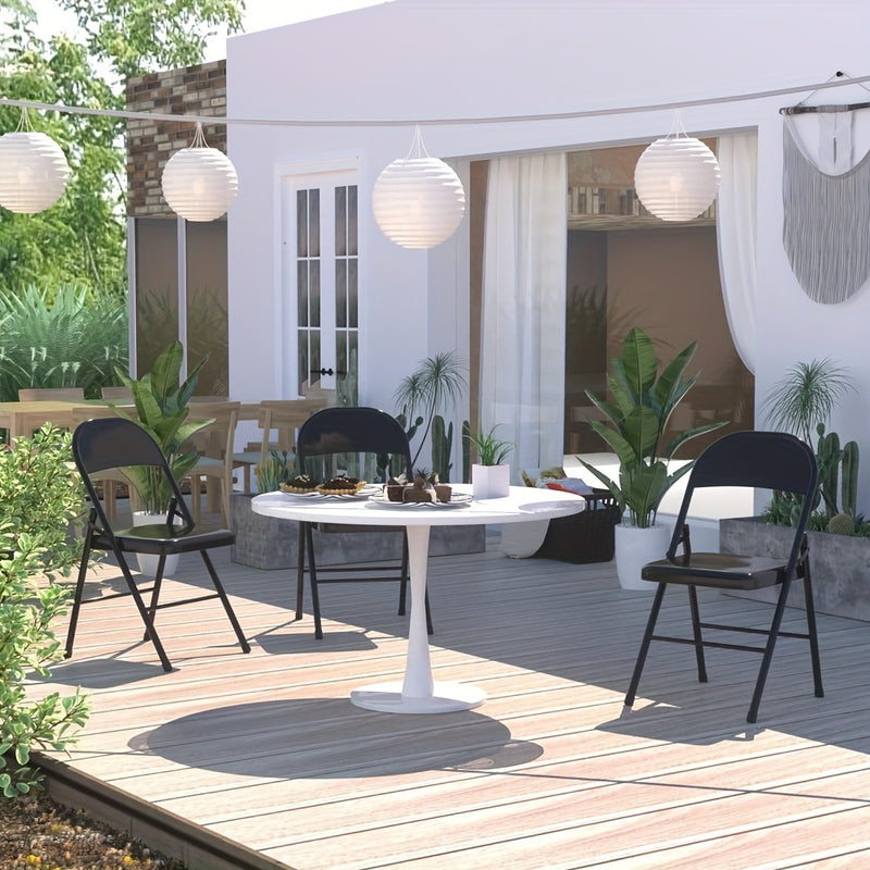 Silla Plegable de Acero Inoxidable para Hogar y Oficina - Fácil de Limpiar, Diseño de Respaldo Abierto